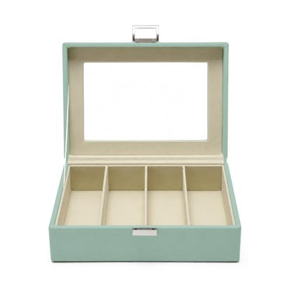 UnionPlus Vegan Leather Multi-Slots Sunglasses Eyeglasses Organizer - color: Lychee Mint Green, size: 4-Slots