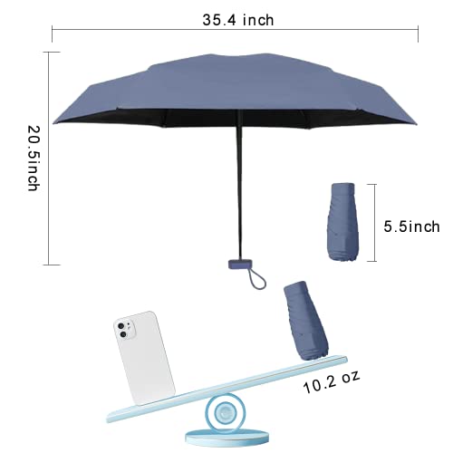 ESUFEIR Mini Sun Umbrella for Purse With Case - color: Haze Blue