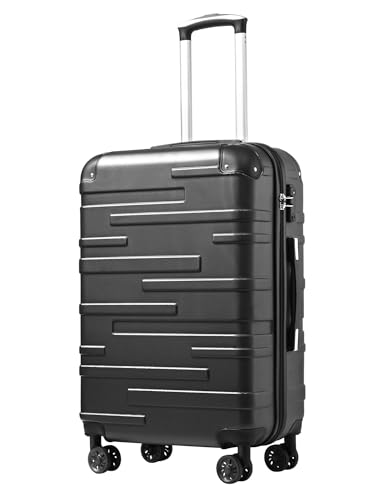 Coolife Hardside ABS Luggage, TSA Lock, Spinner Wheels, 28in Checked - color: Grey, size: Large (28 In)