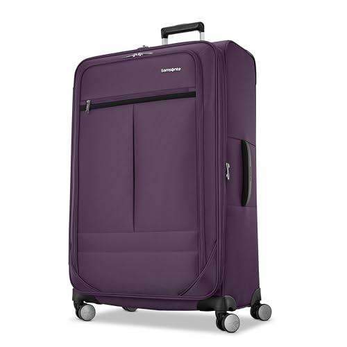 Samsonite 2-PC Soft-Sided 21/29” (Carry-On & Large Checked), Lightweight Expandable Element Luggage Set with 2 Front & 1 Side Pocket, Four Spinner Wheels, Adjustable Handle, Durable- Purple - color: Purple, size: 2-Piece Set (21/29)