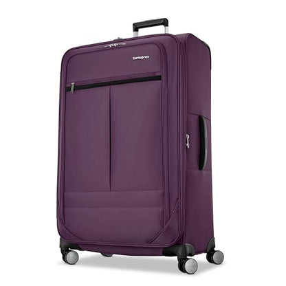 Samsonite Soft-Sided 29-Inch Lightweight Large Checked Expandable Element Suitcase: Durable, 360° Spinner Wheels, Adjustable Telescopic Handle, 2 Front & 1 Side Pocket- Purple - color: Purple, size: 29-Inch Checked-Large