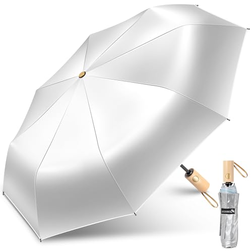 ZOMAKE UV Umbrella for Sun Protection, Travel Compact Sun Umbrellas 46Inch - color: B:Silver,Light Blue