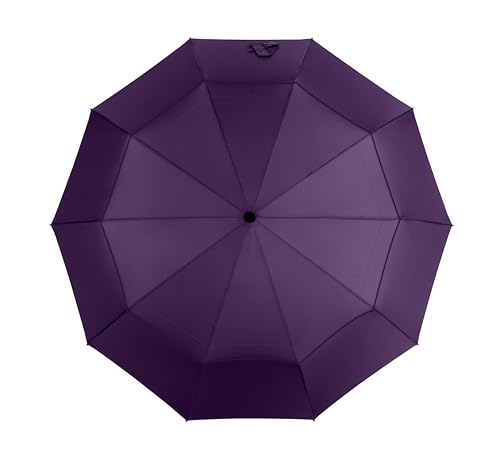 SIEPASA 49/54/62 Inch Windproof Golf Umbrella - Automatic Open/Close, Real Wood Handle - Large Folding Travel Umbrella for Wind, Rain & Sun Protection.(Purple/49) - color: Purple, size: 49 Inch