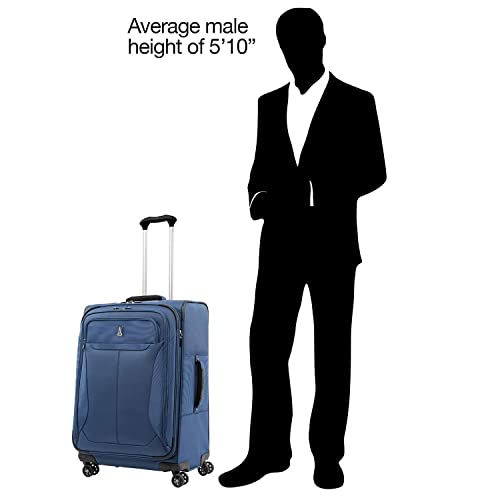 Travelpro Tourlite Softside 25" Expandable Luggage with 4 Spinner Wheels, Lightweight Suitcase, Checked Medium, Blue - color: Blue, size: Checked-Medium 25-Inch