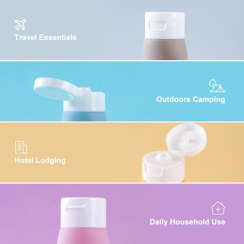 Anntrue Travel Bottles for Toiletries 4 Pack, TSA Approved 2 oz Travel Size Containers, Leak Proof Refillable Squeeze BPA Free Shampoo & Conditioner Bottles with Labels (Yellow) - color: Yellow