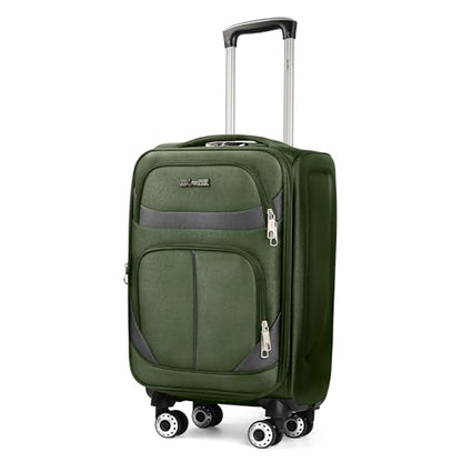 24'' Luggage,Softside Suitcase,w/LOCK,Expandable 15% - color: Green-Grey, size: Checked-Medium 24-Inch