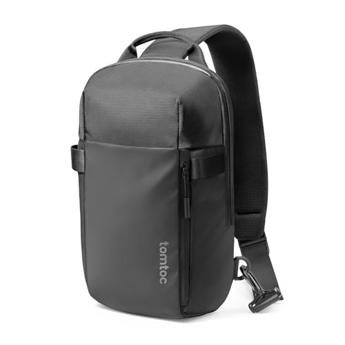 tomtoc 7L Sling Backpack Crossbody Bag for Men Women, EDC Daypack Chest Shoulder Bag for 14-Inch MacBook Pro M5/M4/M3/M2/M1, 13" MacBook Air/Neo, 13" iPad Air M4/M5, Organized, Daily Use, Work/Travel - color: Black, size: S for 13-14 inch MacBook