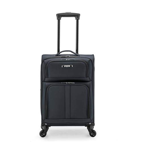 U.S. Traveler Anzio Softside Expandable Luggage with Spinner Wheels, Dark Grey, 22-Inch Carry-on - color: Dark Grey, size: 22-Inch Carry-on