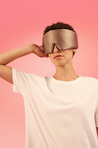 Glow People Silk Sleep Mask – 100% Mulberry Silk Eye Mask for Sleeping, Total Blackout, Cloud-Soft and Adjustable for Beauty Sleep and Travel - Mink - color: Mink