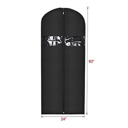 Univivi Garment Bag Suit Bags for Closet Storage, Black, 60 Inch, Set of 8 - size: 24"X60"-8pcs - Oxford