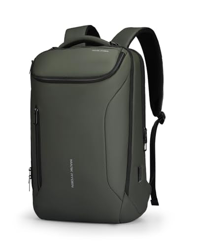MARK RYDEN Business Backpack for Men, Waterproof High Tech Backpack with Sport Car Shape Design and USB Charging Port, Travel Laptop Backpack Fits 17.3 Inch Notebook - color: Green-3 Pockets