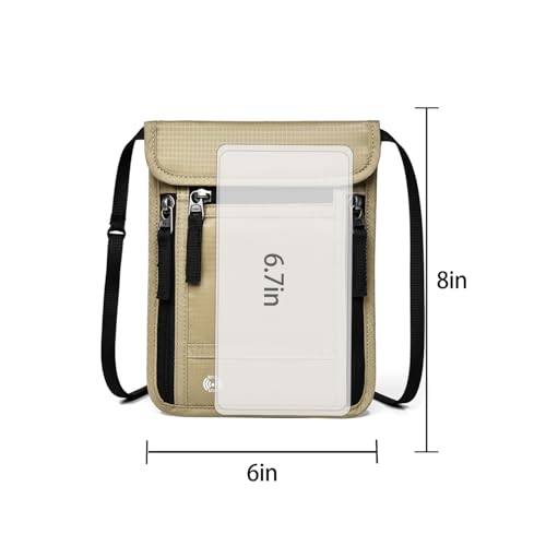 Passport Holder for Travel, Neck Wallet RFID Blocking, Hidden Money Belt,Travel Document Storage(Khaki) - color: Khaki