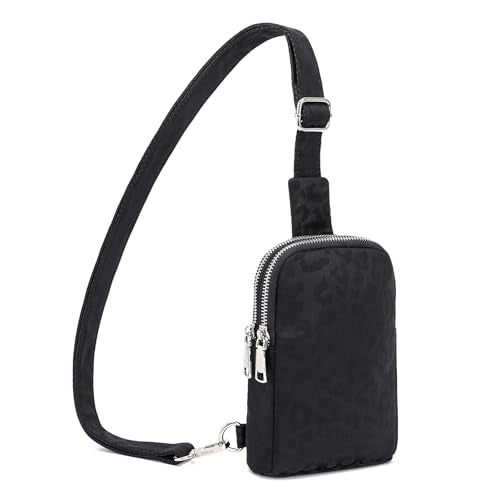 Nylon Crossbody Sling Bags for Women Small Cross Body Fanny Pack - color: Leopard Black