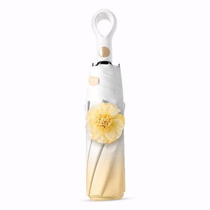 Mini Travel Umbrella Small Umbrella for Travel UV Parasol Compact Foldable - color: Orange