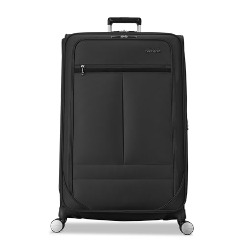 Samsonite Soft-Sided 29-Inch Lightweight Large Checked Expandable Element Suitcase: Durable, 360° Spinner Wheels, Adjustable Telescopic Handle, 2 Front & 1 Side Pocket- Black - color: Black, size: 29-Inch Checked-Large