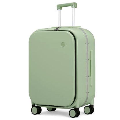 mixi Luggage Suitcase with Spinner Wheels, 24'' Checked Travel Luggage Aluminum Frame PC Hardside with TSA Lock & Cover - Avocado Green - color: Avocado Green, size: 24-inch