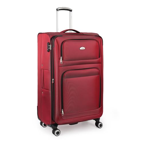 30'' Large Softside Suitcase,Expandable,waterproof Fabric - color: Red, size: Checked-Large 30-Inch