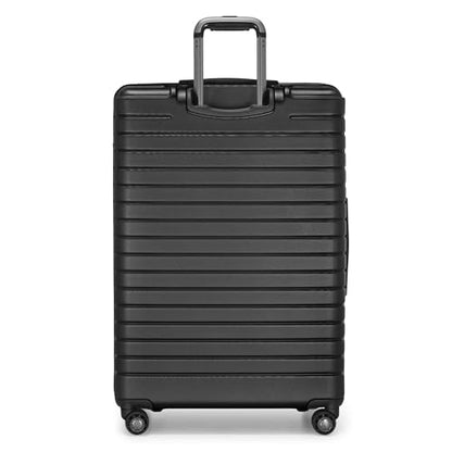 Traveler's Choice Archer Polycarbonate Hardside Spinner Luggage Set, Tie Down Straps, Black, Checked 29-Inch - color: Black, size: 1-Piece (Checked 29-Inch)