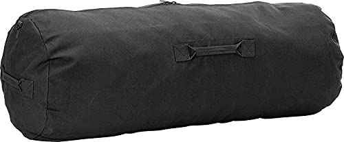 Heavy Duty Cotton Canvas SIDE ZIPPER Duffle Bag with Pin - Black, Giant - 50" x 19" x 19" - color: Black, size: Giant - 50" x 19" x 19"