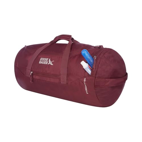 Eddie Bauer Stowaway Packable Duffel Bag, 45L, Black Cherry | Lightweight Durable Ripstop Polyester, Packs Flat When Not in Use, Roomy Travel Duffel for Trips and Gym Use - color: Black Cherry