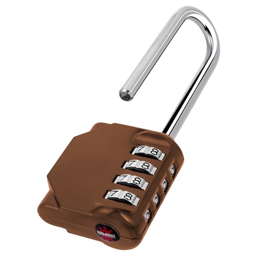 CL21MC 2.6 Inch Long Shackle Combination Lock, 4 Digit Combination Padlock Set Your own Combination for Gym Locker Lock, School, Gates, Doors, Toolbox, Hasps and Storage (Mocha Mousse (L) *1) - color: Mocha Mousse (L) *1