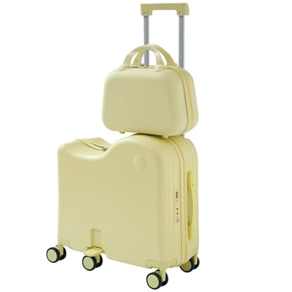 TABU Ride On Luggage Set with Bag, Carry On Suitcase for Kids, Yellow - color: Yellow
