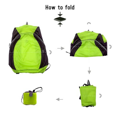 Lewis N. Clark Women's Packable Daypack, Hiking Camping Backpack, Ditty Bag, Charcoal/Neon Lemon, One Size - color: Charcoal/Neon Lemon