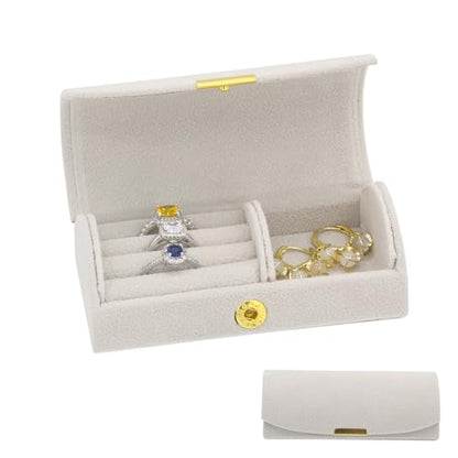 Small Jewelry Box, Mini Travel Jewelry Case Grey Velvet - color: Mini - Grey