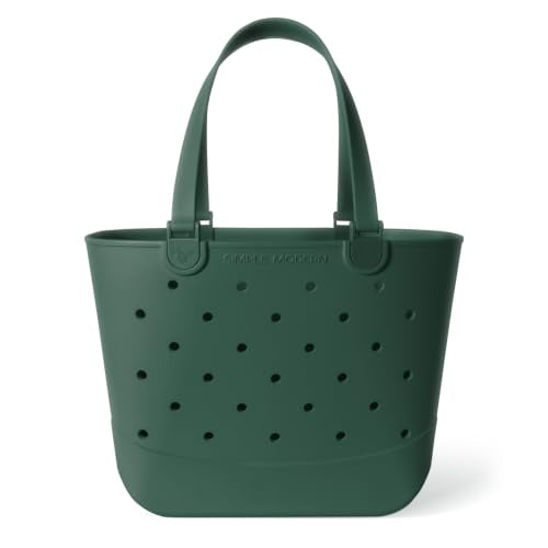 Simple Modern Waterproof Rubber Beach Bag | Extra Large | Green | Getaway Tote Bag with Zipper Pocket, Beach Tote & Pool Bag for Travel, Boat, Groceries | Beach Essentials | Forest - color: Forest, style: Extra Large