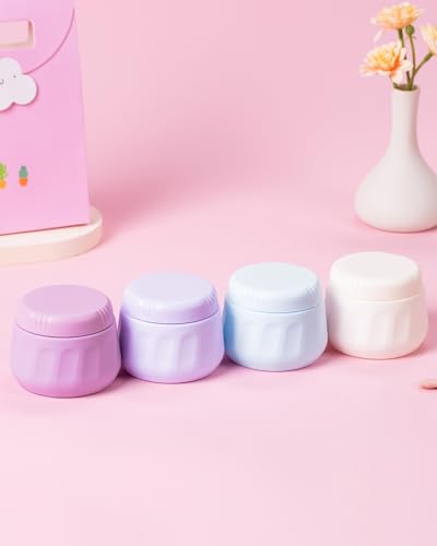 Mrsdry Travel Containers for Toiletries, TSA Approved Travel Size Toiletries 4 Pack, Refillable Containers, With Clear Bag, Leak Proof Silicone Jars, Essentials Creams Jars Carrying Small Items - color: Lavender, size: 3 Ounce (90ML)
