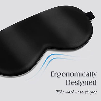 LULUSILK Mulberry Silk Sleep Eye Mask, Blindfold for Women and Men, Black - color: Black