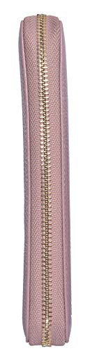 Easyoulife Credit Card Holder Wallet Womens Zipper Leather Case Purse RFID Blocking - color: Bean Pink