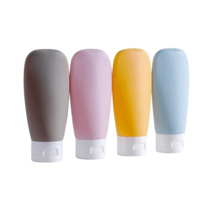 Anntrue Travel Bottles for Toiletries 4 Pack, TSA Approved 2 oz Travel Size Containers, Leak Proof Refillable Squeeze BPA Free Shampoo & Conditioner Bottles with Labels (Yellow) - color: Yellow