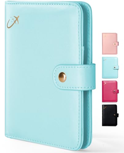 Forvencer Passport Holder Cover with Money Pocket, RFID Passport Wallet - color: Light Blue, style: Magnetic Clasp
