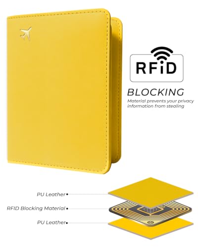 Passport Holder for Travel - RFID Blocking for Women & Men - color: Energetic Yellow
