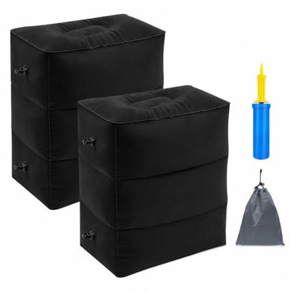 Inflatable Foot Rest Pillow Airplane Travel Kids Black (2 Pack) - color: Black