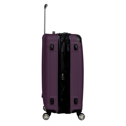 Kenneth Cole REACTION Renegade Luggage Expandable 8-Wheel Spinner Lightweight Hardside Suitcase, Midnight Plum, 24-Inch Checked - color: Midnight Plum, size: 24-Inch Checked