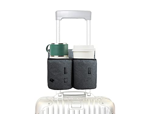riemot Luggage Travel Cup Tablet Holder - Hold Books Passports Tickets Water Bottles - Fits Roll on Suitcase Handles - Gifts for Flight Attendants Travelers Accessories Grey - color: Tablet & Cup Holders: Grey