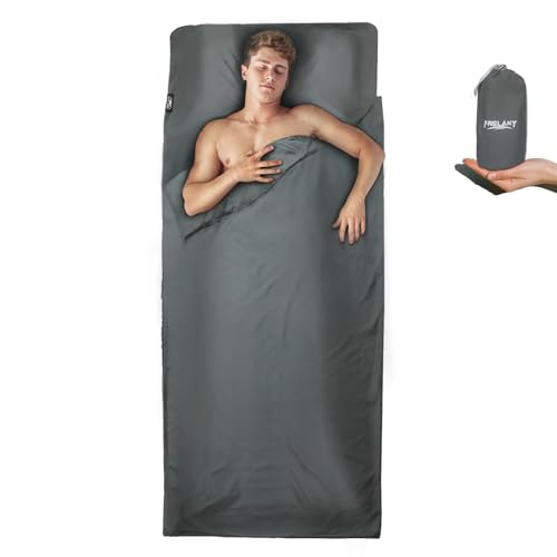 Frelaxy Sleeping Bag Liner, XL Travel Sheet for Camping, Hotels and Hostels - color: Dark Gray - No Zipper