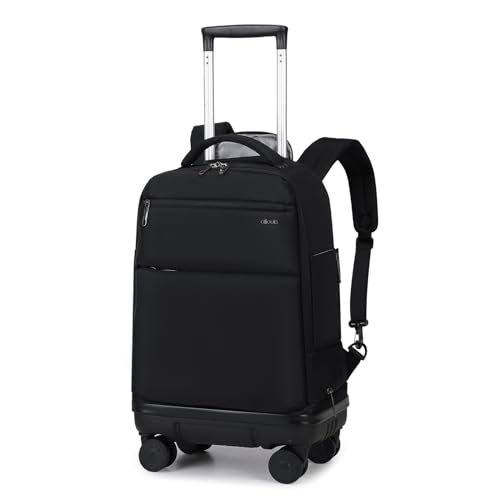 Rolling Backpack with Removable Wheels, 18 inch Computer Laptop Bag Carry on Travel Wheeled Business Backpack for Women Men - color: Black