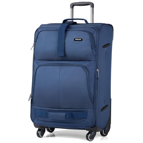 Hanke 28 Inch Softside Expandable Checked Luggage with 4 Spinner Wheels - color: Blue, size: 28 Inch