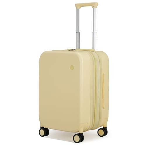 mixi 20 Inch Large Expandable Carry on Luggage Suitcase with Spinner Wheels, Hardside Rolling Travel Suitcase PC with TSA Lock, Lark Yellow - color: Lark Yellow, size: 20 Inch EXT