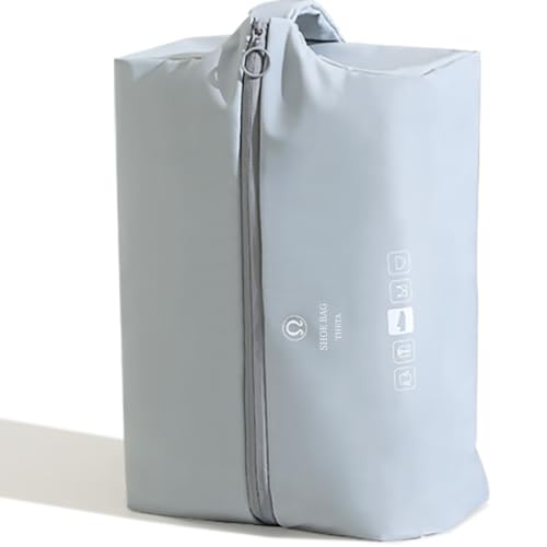 tianzong Double-Layer Fabric Wide-Opening Waterproof Travel Shoe Bag with Comfortable Handle (T400+TPU, Bluish Grey) - color: Bluish Grey