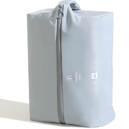 tianzong Double-Layer Fabric Wide-Opening Waterproof Travel Shoe Bag with Comfortable Handle (T400+TPU, Bluish Grey) - color: Bluish Grey