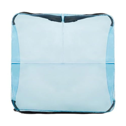 Clear Travel 3- Compartment Toiletry & Makeup Bag Organizer - color: Blue, size: 9X9