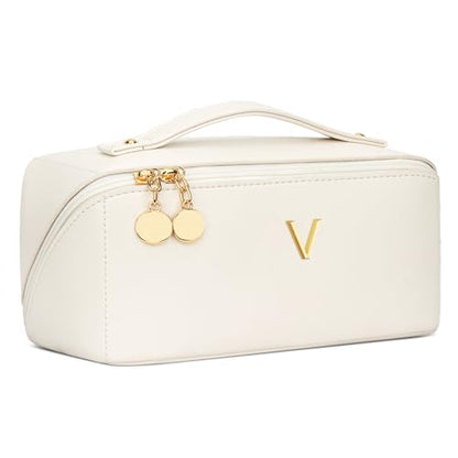 Gifts for Women Bridesmaid Initial Makeup Bag - color: MediumBeige, style: V