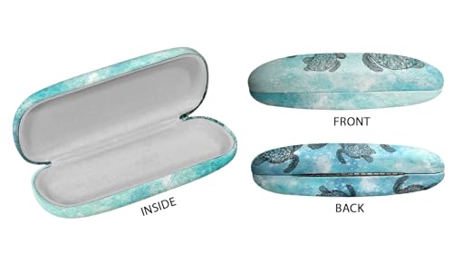 WIRESTER Hard Shell Eyeglasses Case, Clamshell Sunglasses Holder Protective Cover with Microfiber Cloth - color: Ocean Sea Turtles