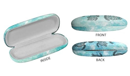 WIRESTER Hard Shell Eyeglasses Case, Clamshell Sunglasses Holder Protective Cover with Microfiber Cloth - color: Ocean Sea Turtles