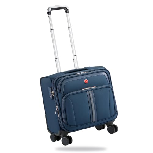 ROPLUS Underseat Carry-On Luggage Lightweight Rolling Tote Bag with 4 Spinner Wheels (Blue, 16-Inch) - color: Blue, size: 16-Inch