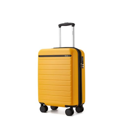 Kono Carry-On Suitcase 20in Expandable ABS+PC Airline Approved Yellow - color: Yellow, size: Carry-On 20-Inch
